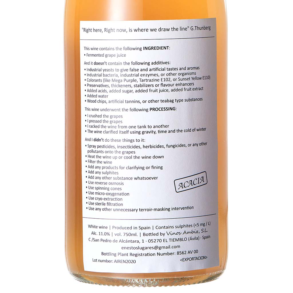 Vinos Ambiz Airene Acacia 2020 Back